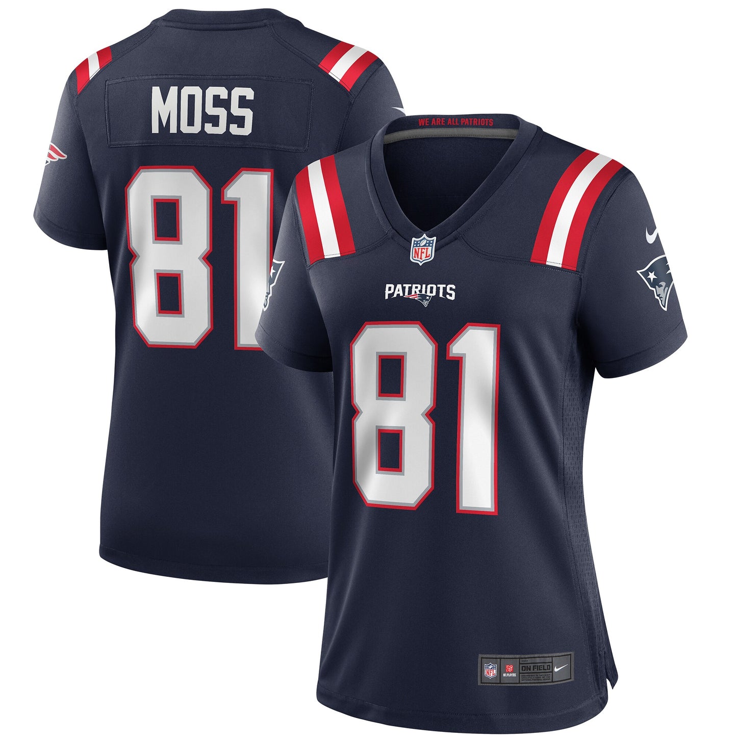 Randy Moss New England Patriots Nike Women's Game Retired Player Jersey - Navy