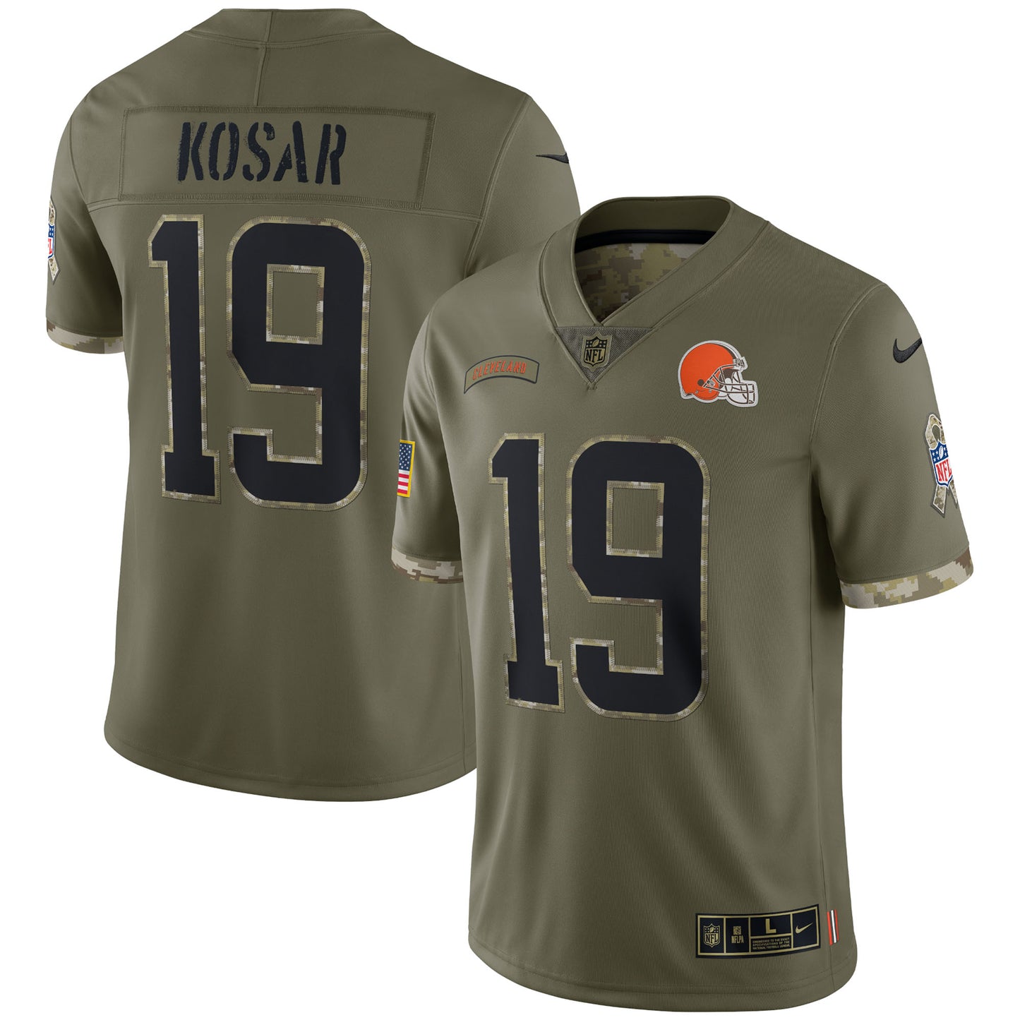 Bernie Kosar Cleveland Browns 2022 Salute To Service Retired Player Limited Jersey - Olive