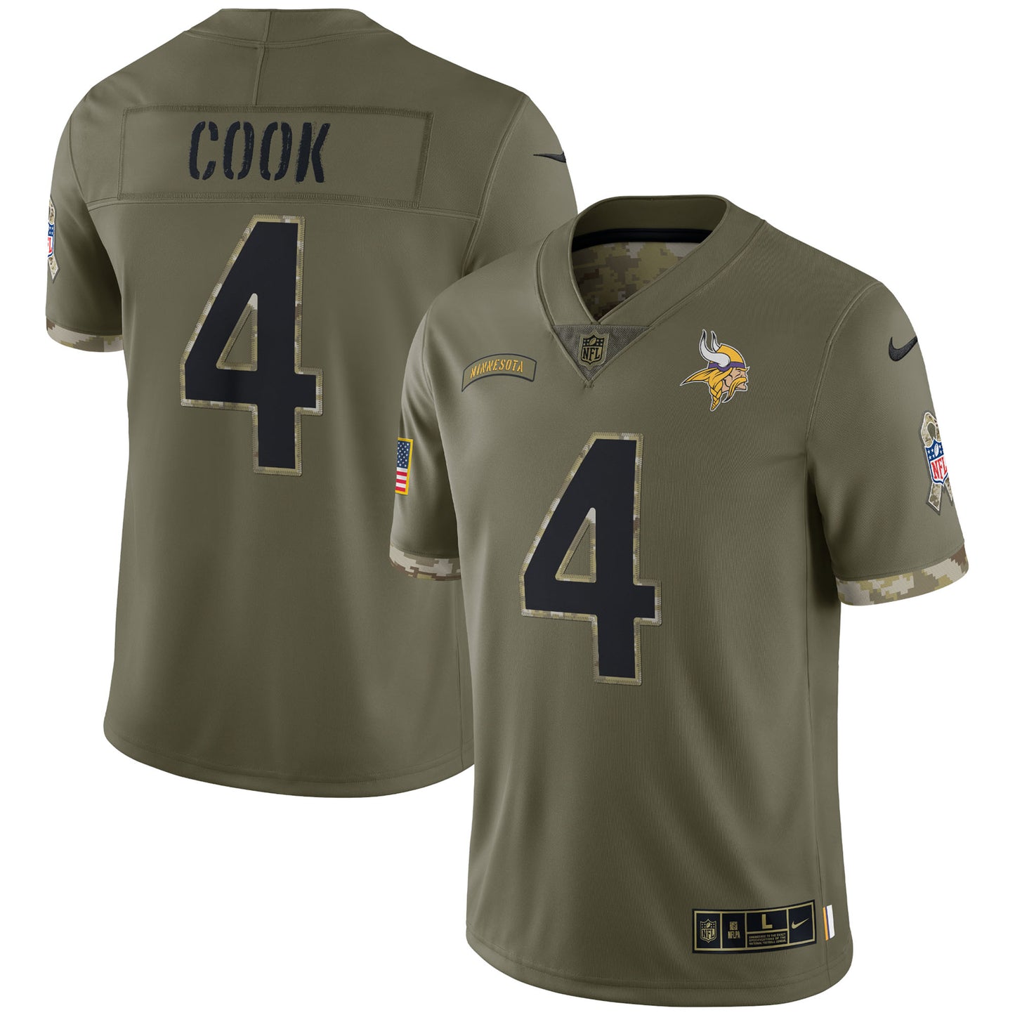 Dalvin Cook Minnesota Vikings Nike 2022 Salute To Service Limited Jersey - Olive
