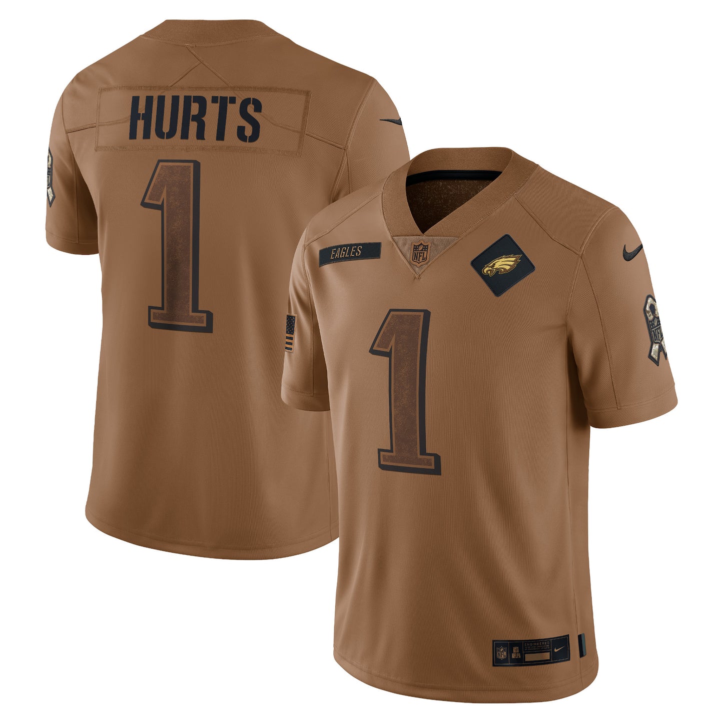 Jalen Hurts Philadelphia Eagles Nike 2023 Salute To Service Limited Jersey - Brown