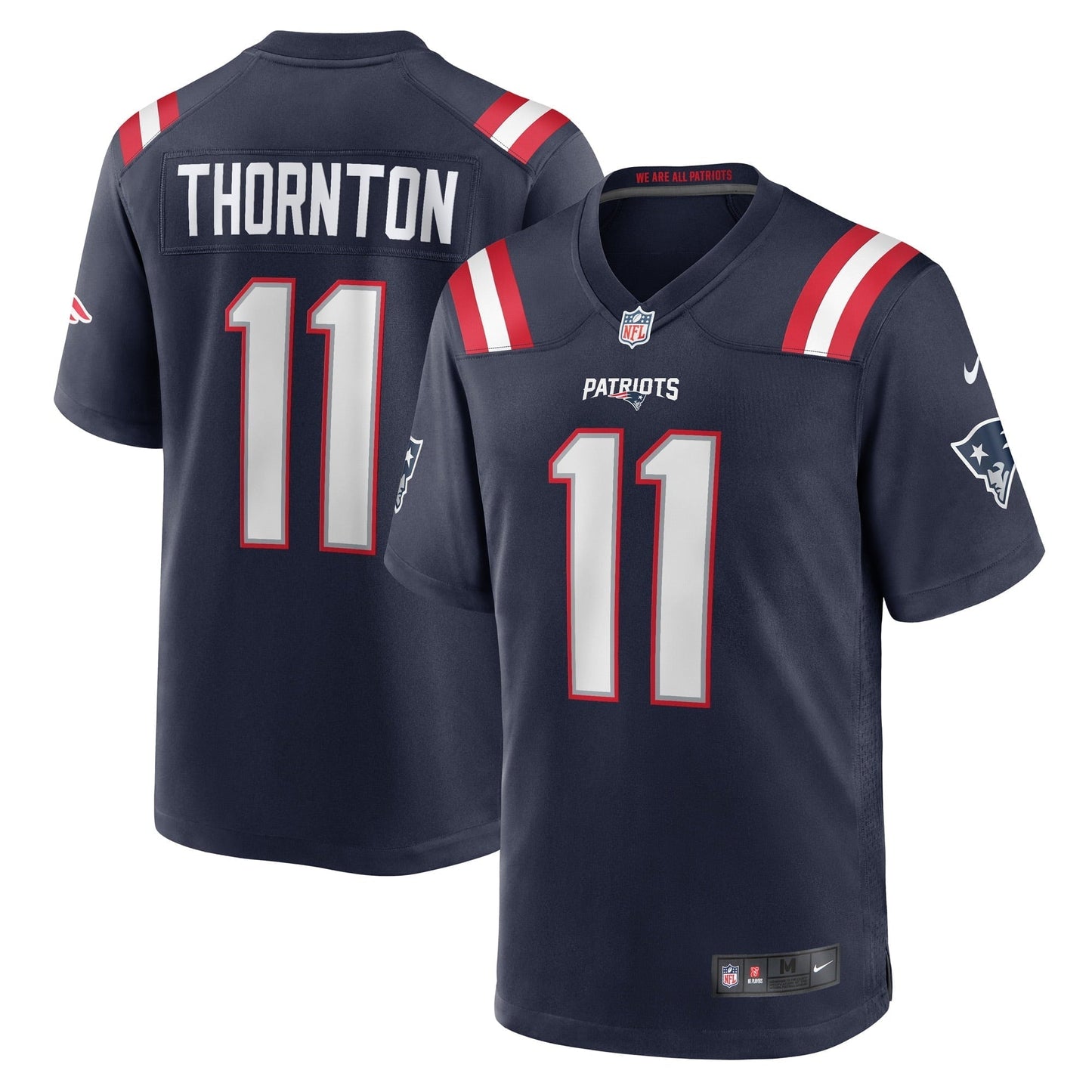 Men's Nike Tyquan Thornton Navy New England Patriots Game Player Jersey