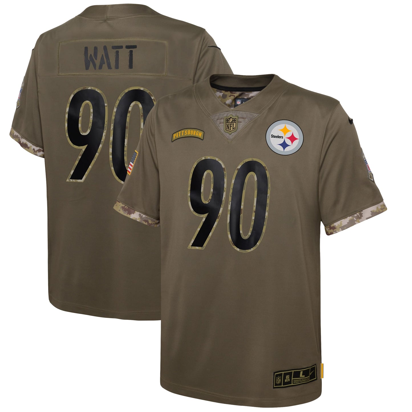 Pittsburgh Steelers Nike Youth 2022 Salute To Service Player Limited Jersey - Olive