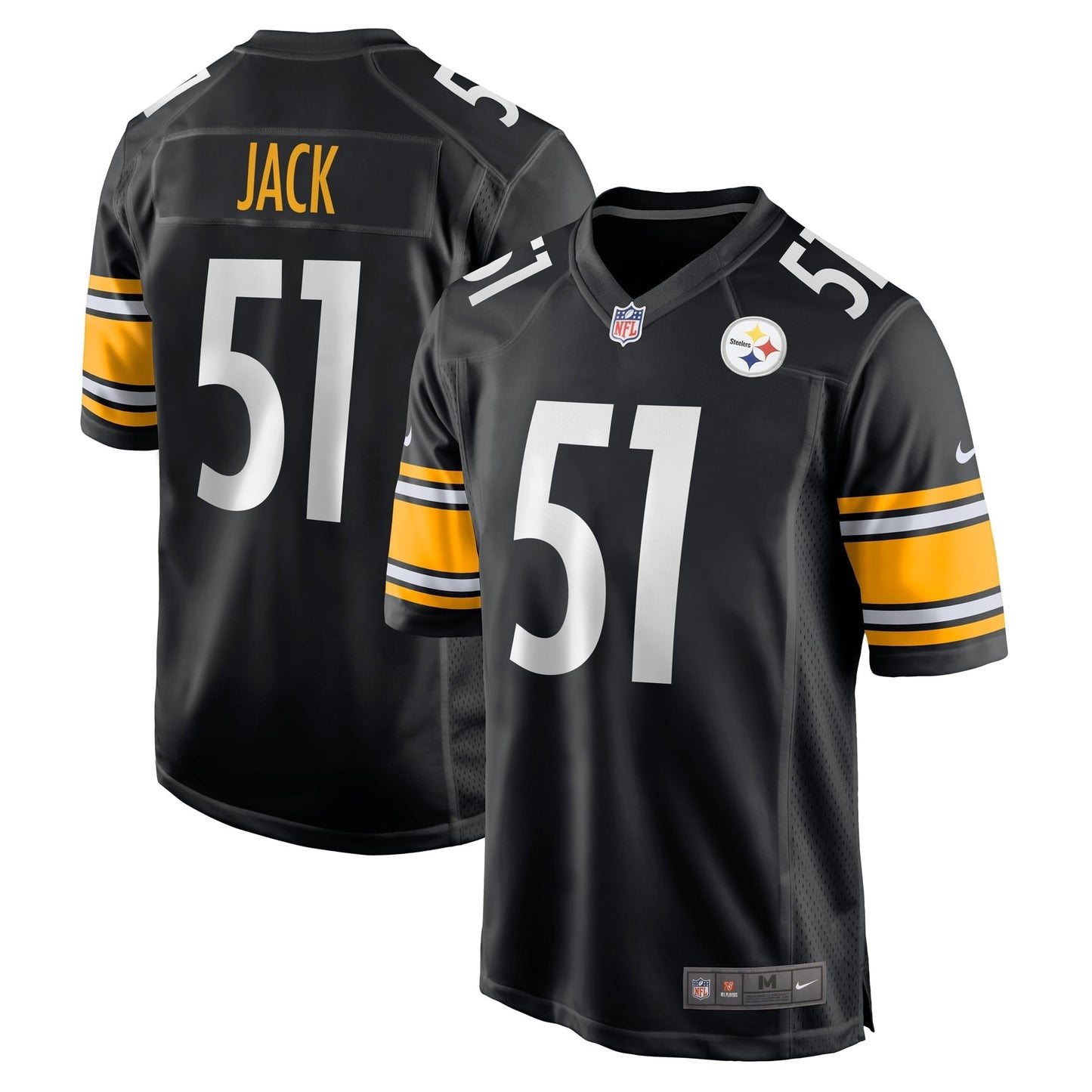 Men's Nike Myles Jack Black Pittsburgh Steelers Game Player Jersey